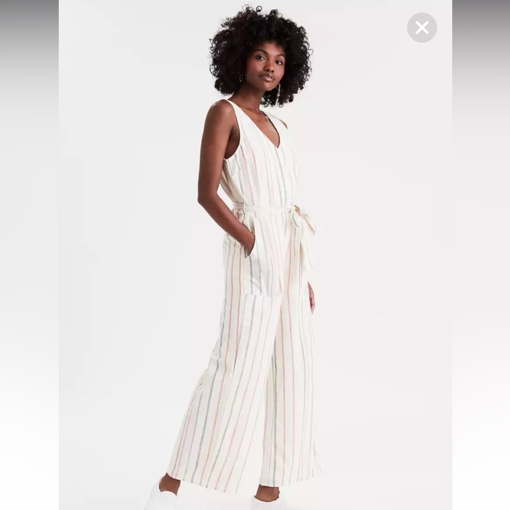 American Eagle Striped V-Neck Jumpsuit Size Small